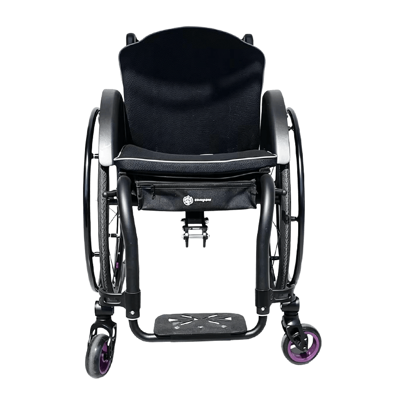 Aluminum Alloy Manual Wheelchair, Lightweight Self-Propelled Wheelchair with Adjustable Footrests