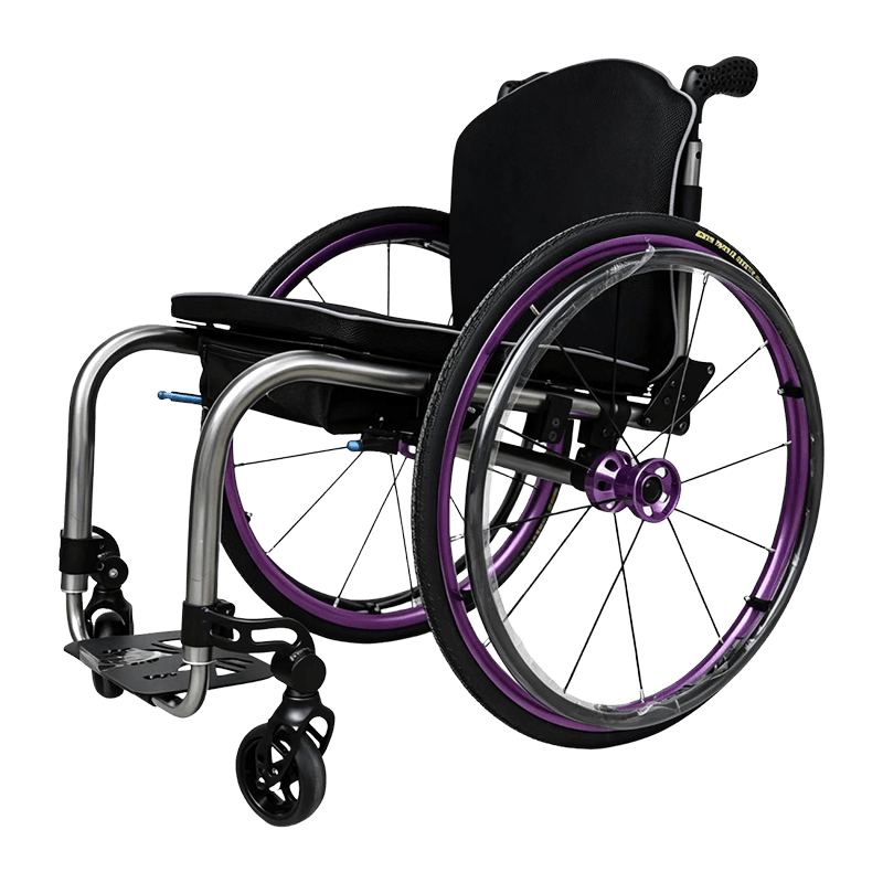 Aluminum Alloy Manual Wheelchair, Lightweight Self-Propelled Wheelchair with Adjustable Footrests
