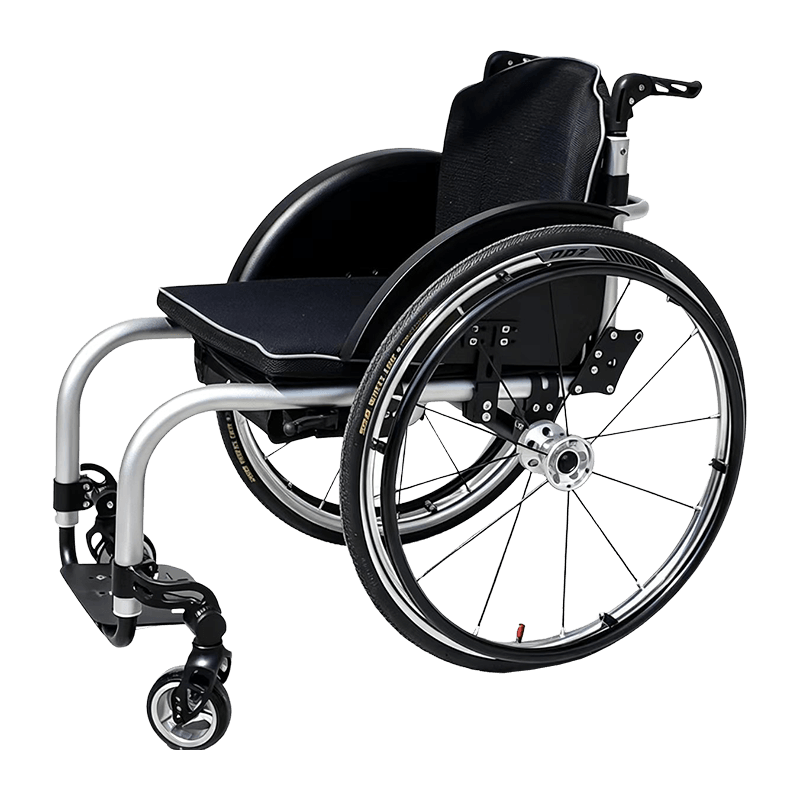 Aluminum Alloy Manual Wheelchair, Lightweight Self-Propelled Wheelchair with Adjustable Footrests