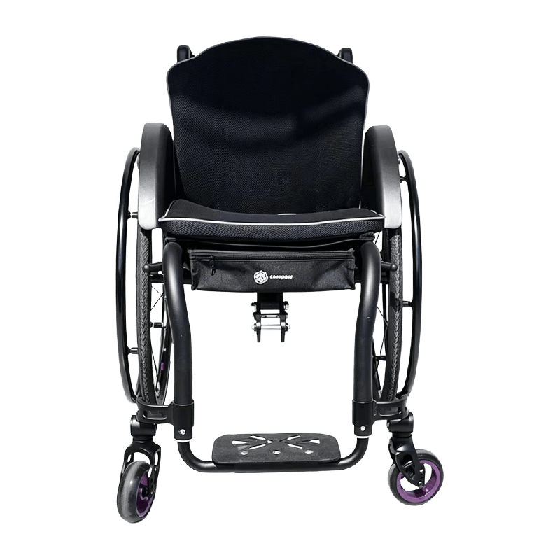 Aluminum Alloy Manual Wheelchair, Lightweight Self-Propelled Wheelchair with Adjustable Footrests