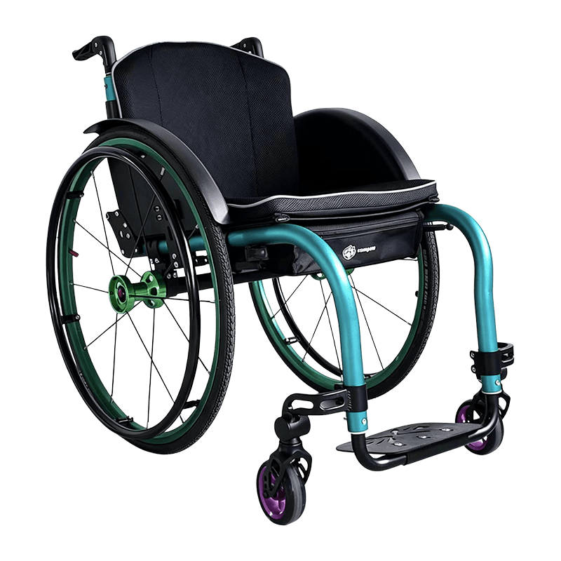 Aluminum Alloy Manual Wheelchair, Lightweight Self-Propelled Wheelchair with Adjustable Footrests