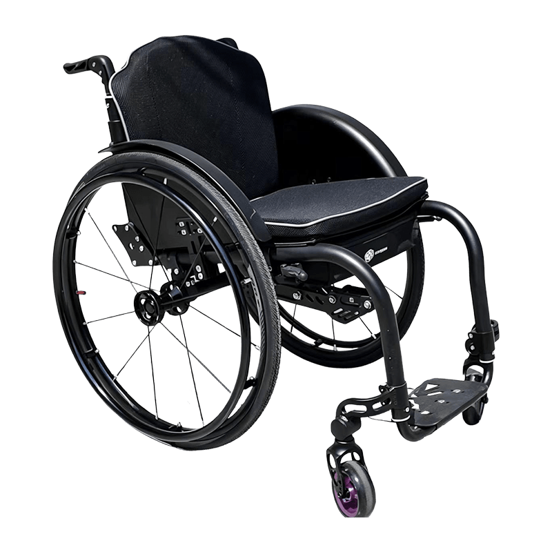 Aluminum Alloy Manual Wheelchair, Lightweight Self-Propelled Wheelchair with Adjustable Footrests